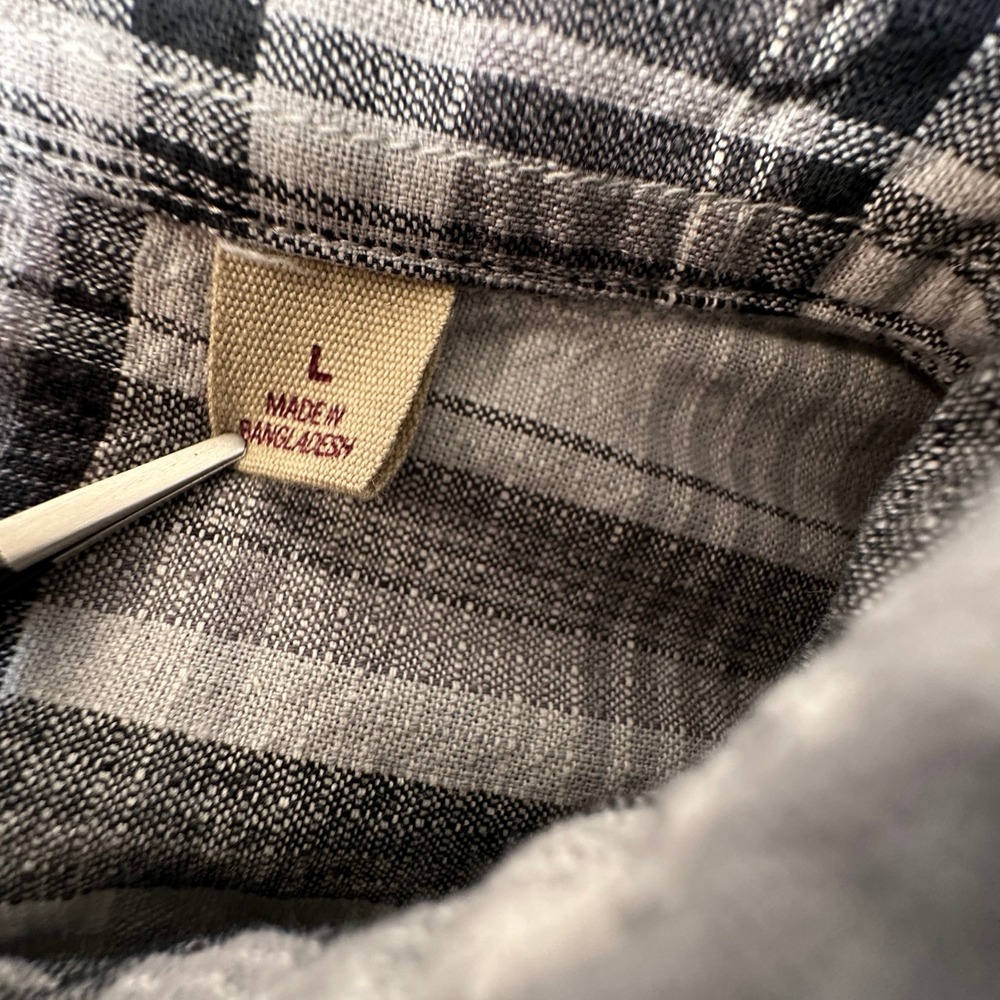 RedHead Plaid Button Up Shirt Mens Large Gray Black Long Sleeve Cotton Workwear - Picture 5 of 9